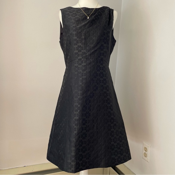 Floral Spade Jacquard Dress Black Midi Sleeveless 6 - Picture 11 of 11